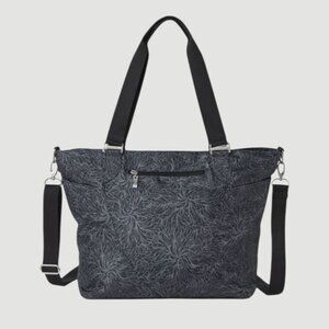 Baggallini Avenue Tote Midnight Blossom Black Floral Travel Bag Crossbody Strap